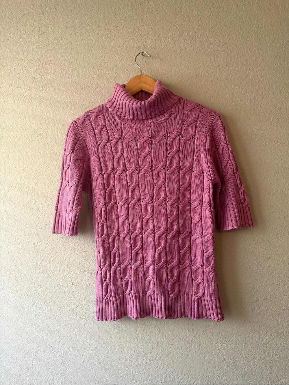 Mark Shale Silk + Cashmere Cable Knit Turtleneck Sweater Women Large